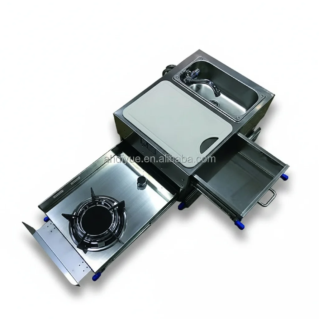 

RV Gas Stove, Stainless Steel Pull-out Drawer Stove, One Burner Cooktop for Caravan, Camper, Motorhome, 536x316x120mm