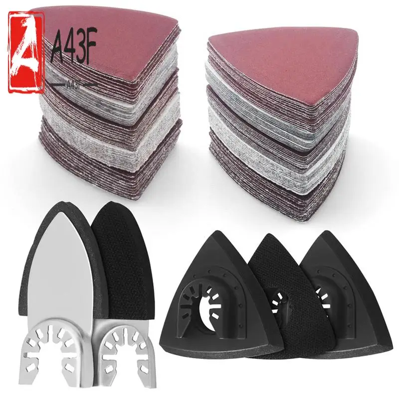 

A43F-135Pcs Oscillating Tool Sanding Pads Kit, Triangle Sanding Pads Triangle Sandpaper,Finger Sanding Pads Finger Sandpaper