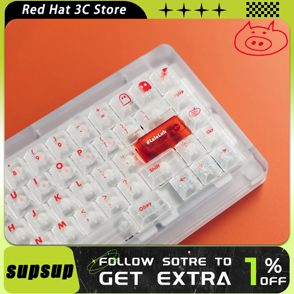 

LeleLab SupSup Keycaps Set Light Transparent ABS Keycap For Mechanical Keyboard 137Keys Relegendables Key Caps Gamer Accessorie