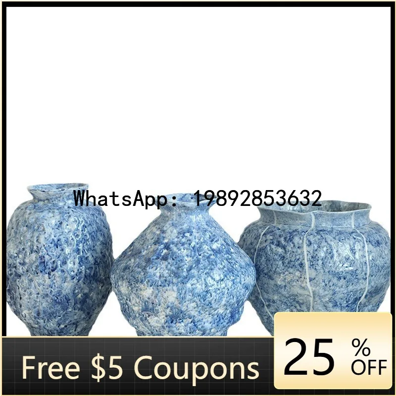

Blue Ceramic Vase Hydroponics Terrarium Flowerpot Flower Arrangement Accessories Flower Vase Home Decoration Accessories