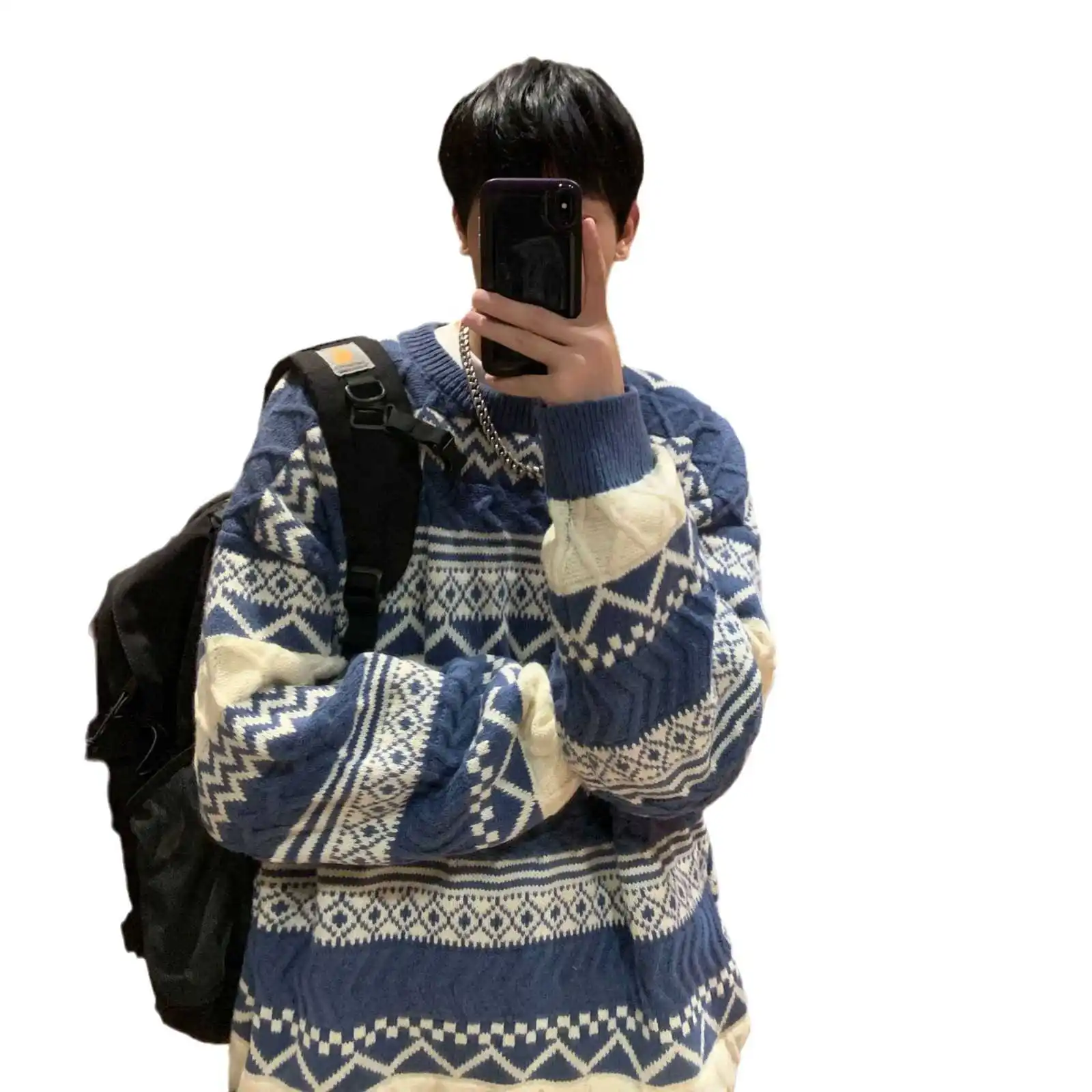 Thiened Cisas سترة زوجين مطابقة الرجال اليابانية Sle الرجعية كسول الراقية خمر الشتاء محبوك irt ملابس داخلية #4