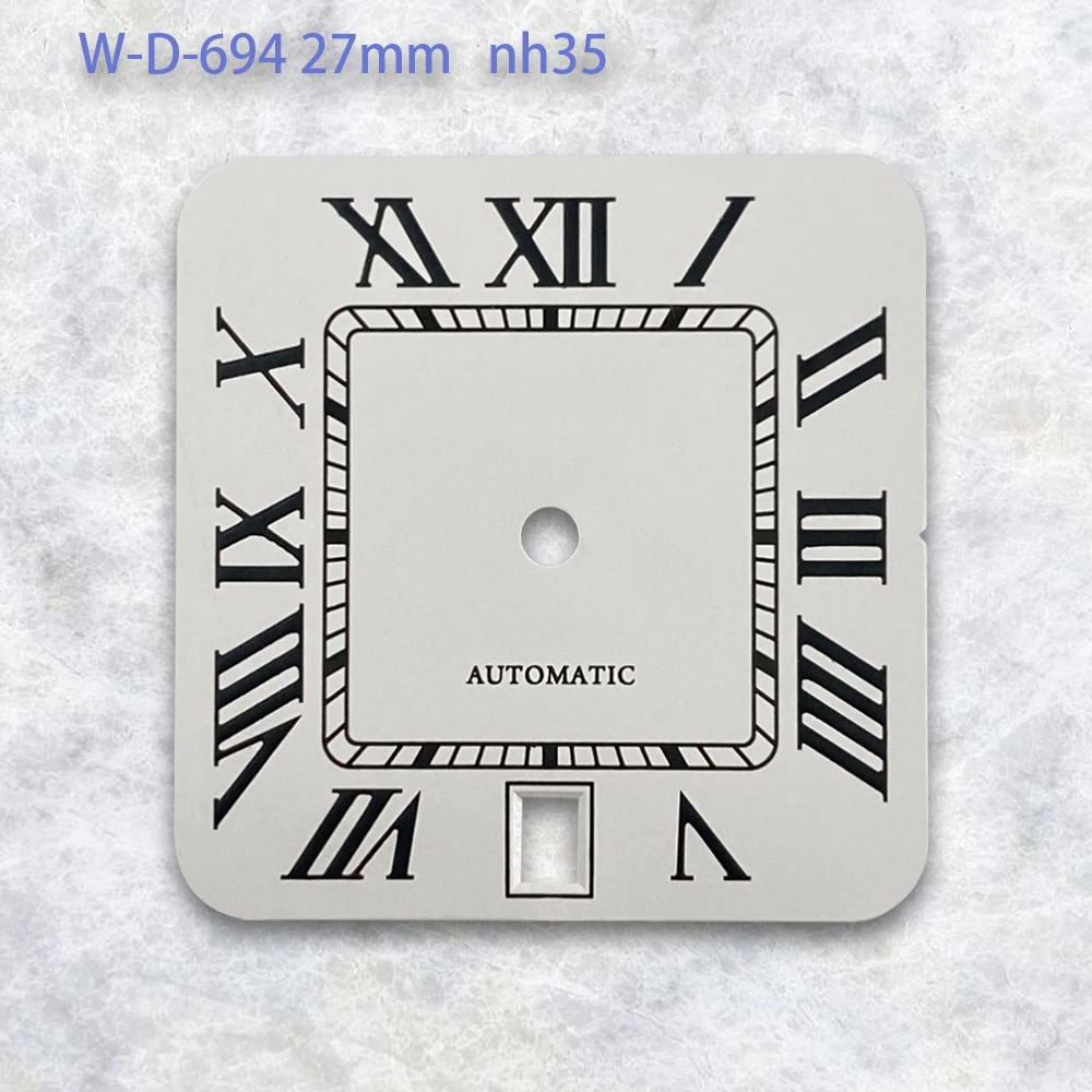 27mm  S Logo Dial Square Sunburst Roman numerals Suitable For NH35/NH36/4R/7S  Japanese Automatic Movement Watch Modification