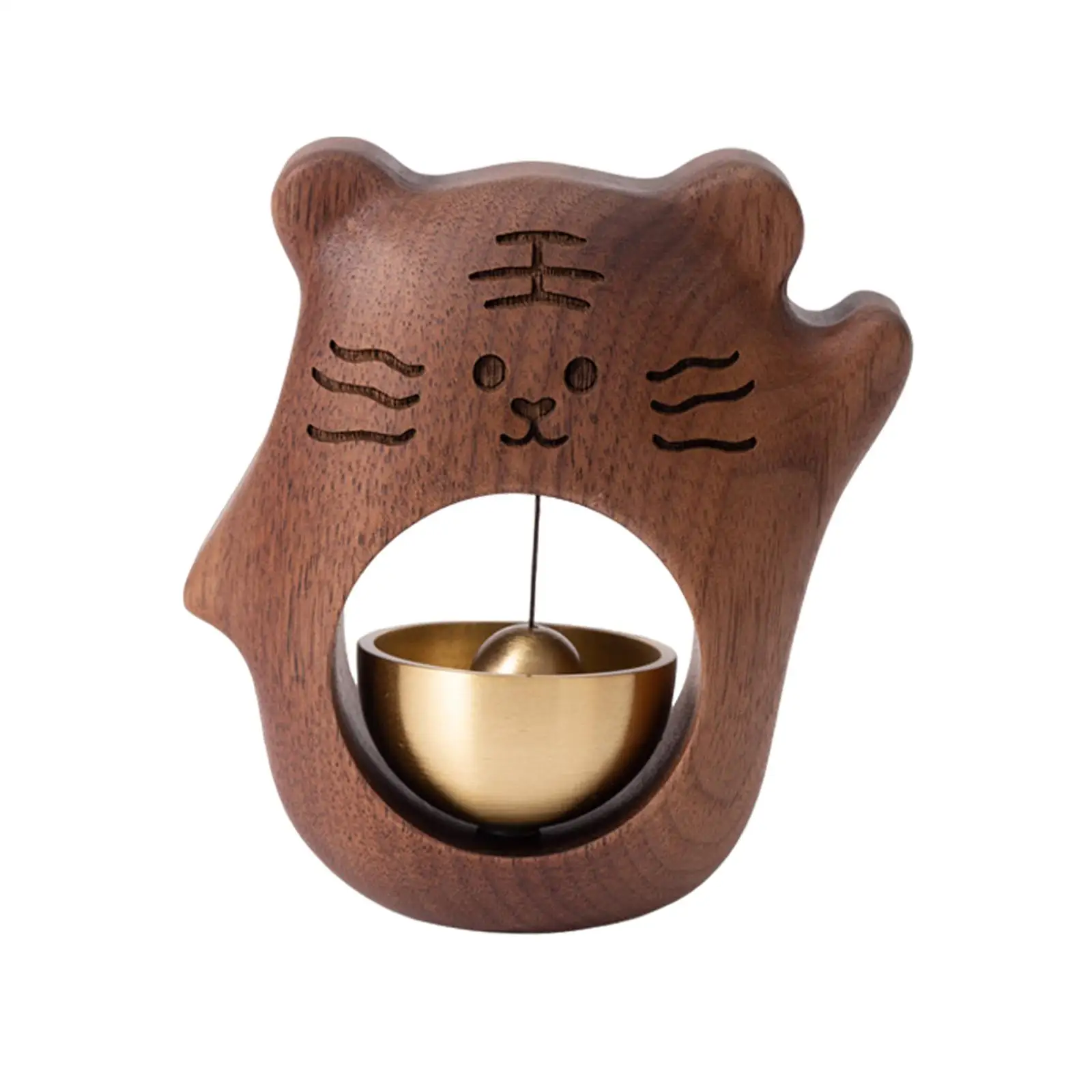 Shopkeepers Bell Fridge Sticker Cute Cat Shape Solid Wood Wind Chime for Office
