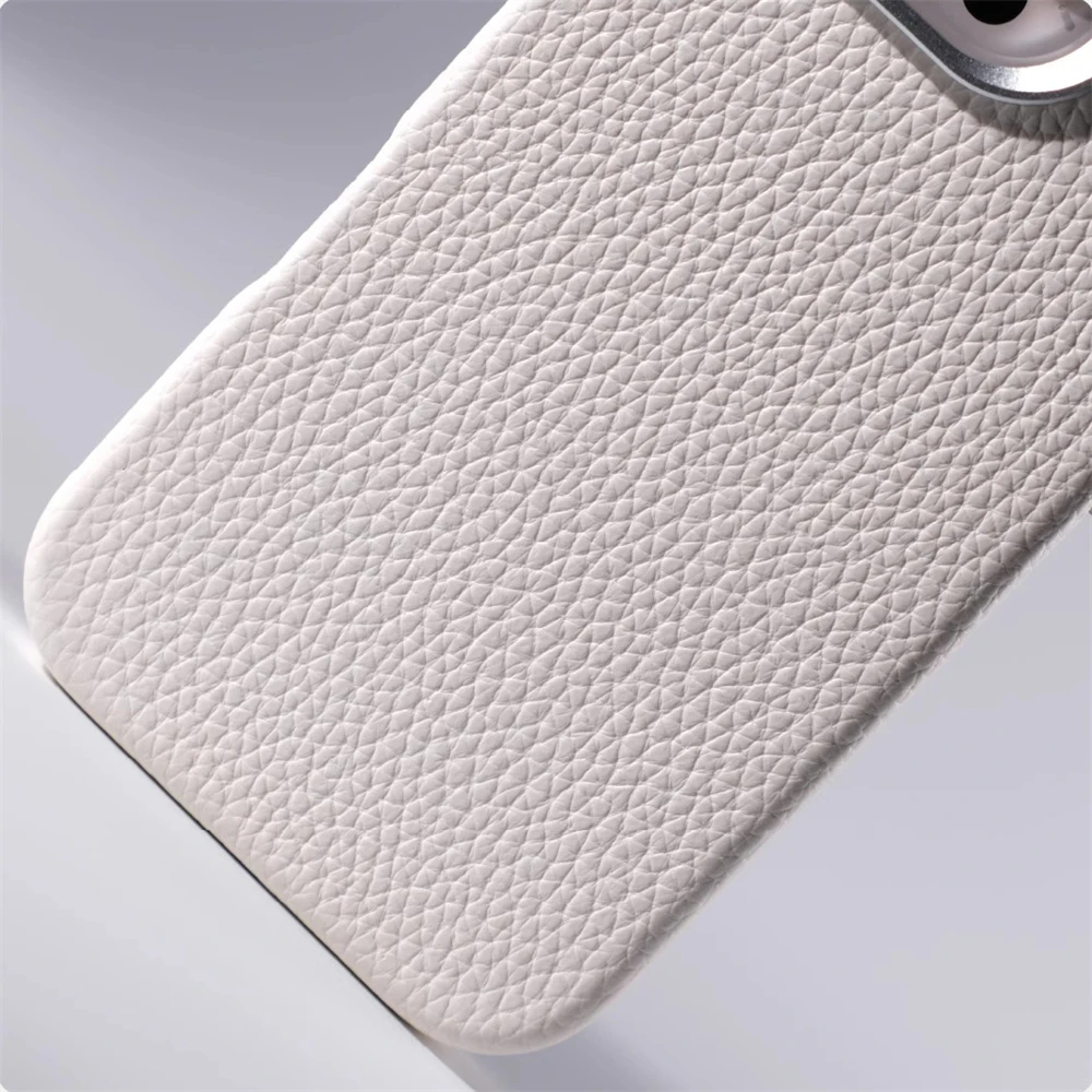 Luksusowe etui biznesowe z teksturą liczi, odporne na wstrząsy, do iPhone'a 17 Pro Max 16 15 14 13, z magnetycznym uchwytem MagSafe i osłoną obiektywu ze stopu. — zdjęcie produktu 4