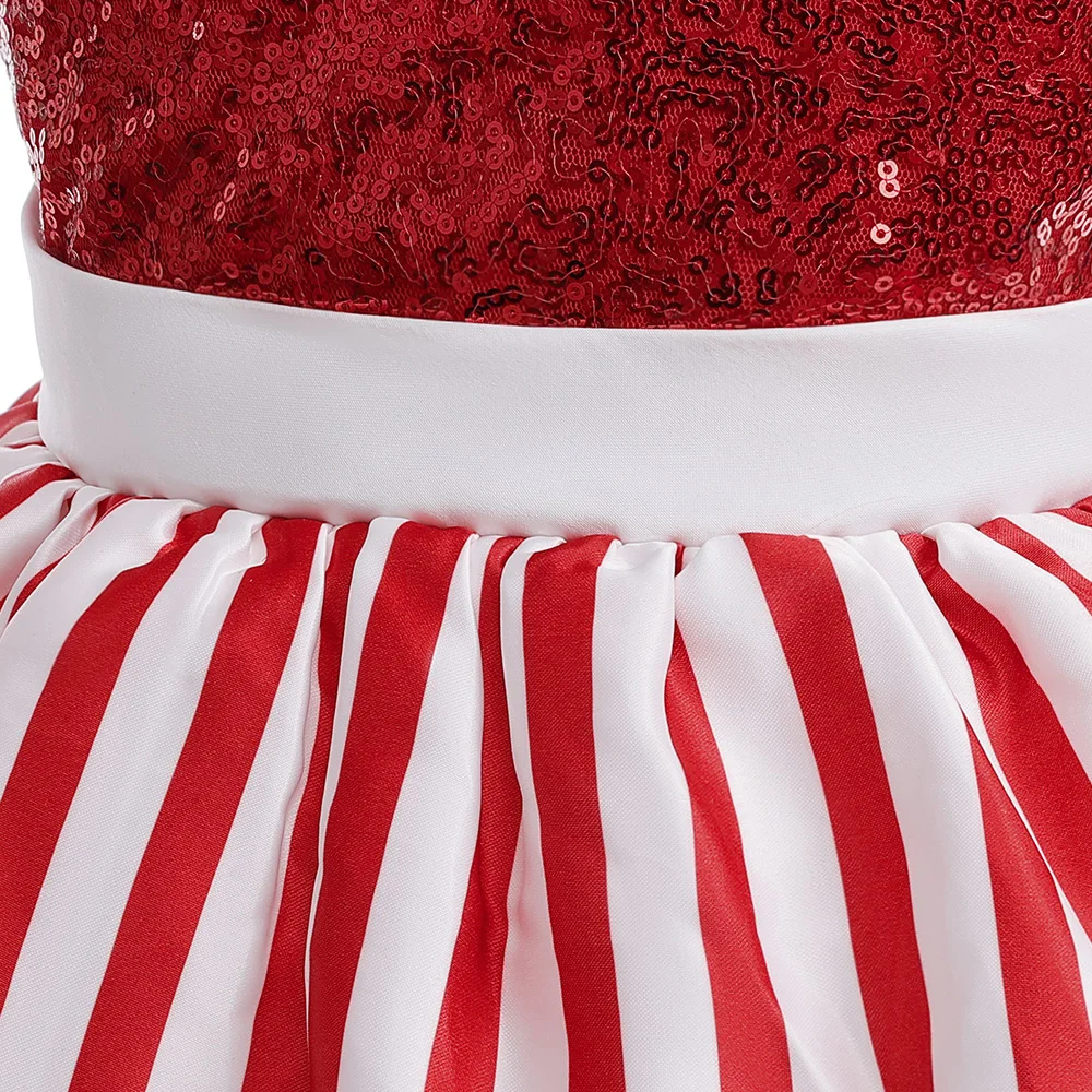 Red Christmas Party Dress For Girls Kids Sequin Halloween Tutu Dresses Young Girl Bow Birthday Gift Children Fashion Costumes