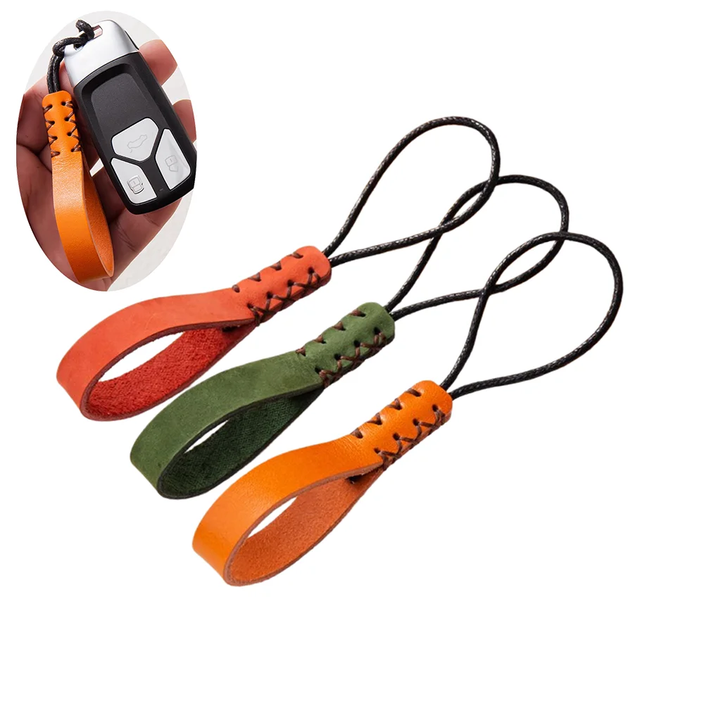 Fashion Handmade Genuine Leather Keychain Cowhide Key Lanyard Pendant Car Key Holder Key Cover Auto Keyring Accessories gift