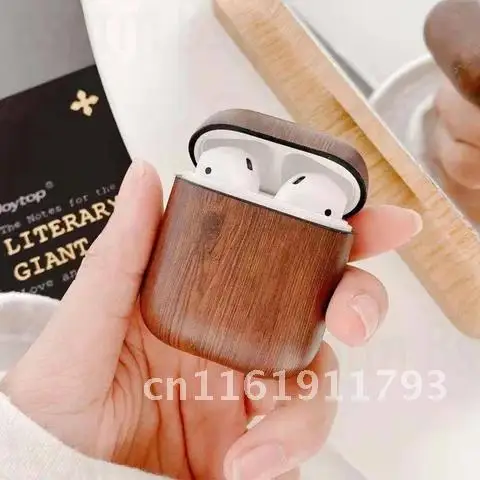 Wood Grain Series Case para Airpods, estojo protetor de fone de ouvido Bluetooth, capa TPU macia, sem gancho, Airpods 1, 2