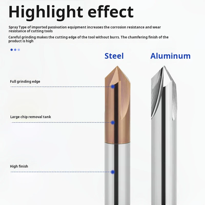 카바이드 챔퍼 밀링 커터 60 90 120 °   텅스텐 스틸 CNC 커터 2&3 플루트 챔퍼링 밀 금속 커터 엔드밀