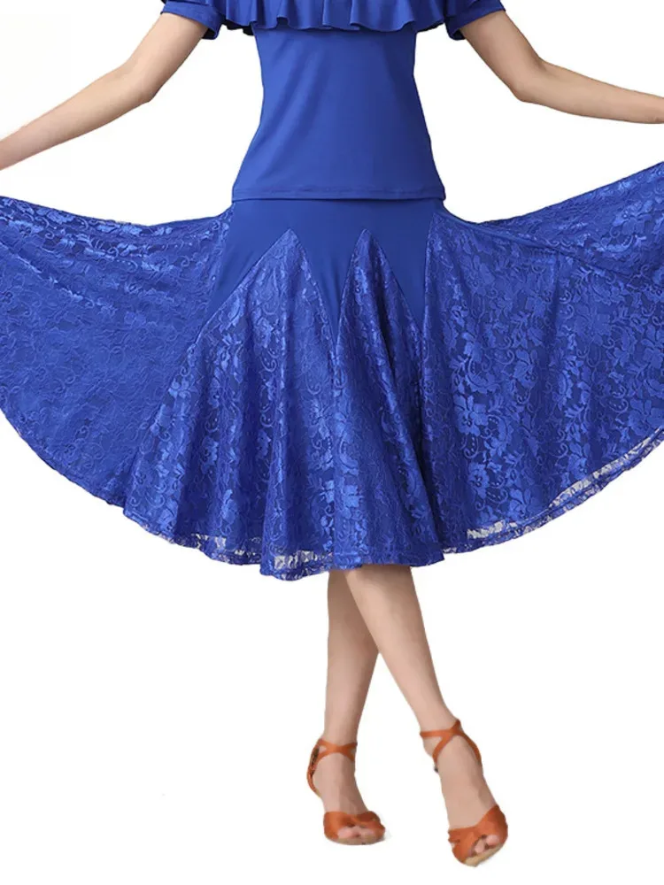 여성 연습 댄스웨어 스커트 우아한 연습 스커트 볼룸 라틴 스커트 퍼포먼스웨어 의상 탱고 왈츠 댄스 스커트