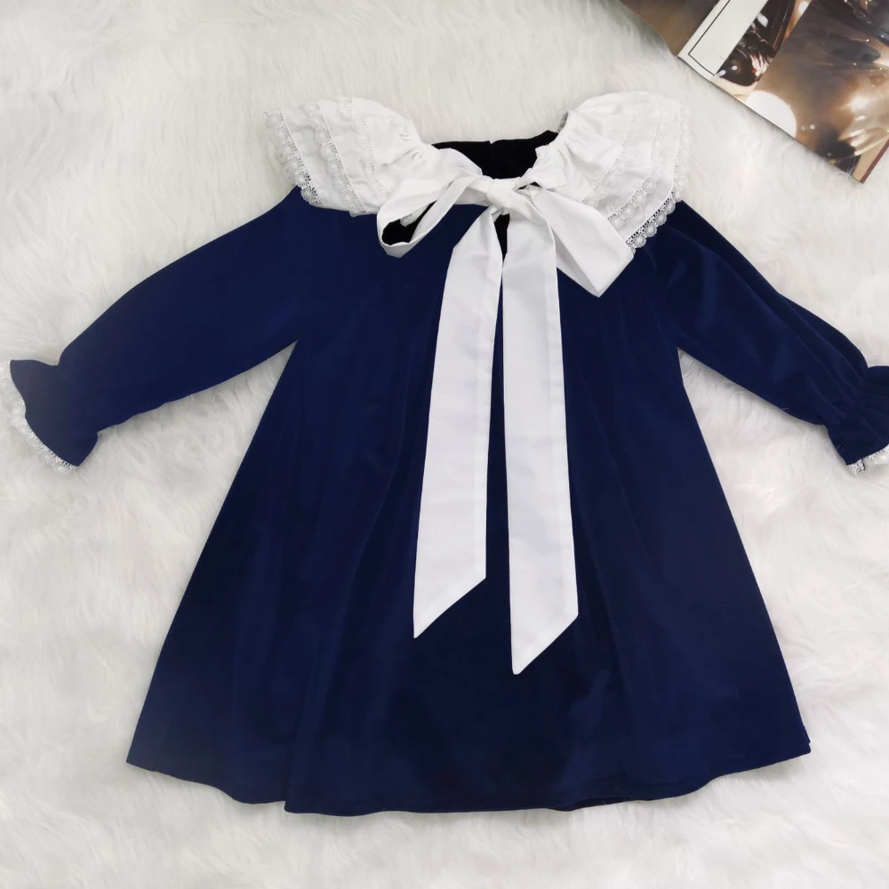 

2023 Kids Dresses For Girls Spring Baby Girl Elegant Dress Kid Petal Collar A-line Loose Clothing Toddlers Cute Casual Outerwear