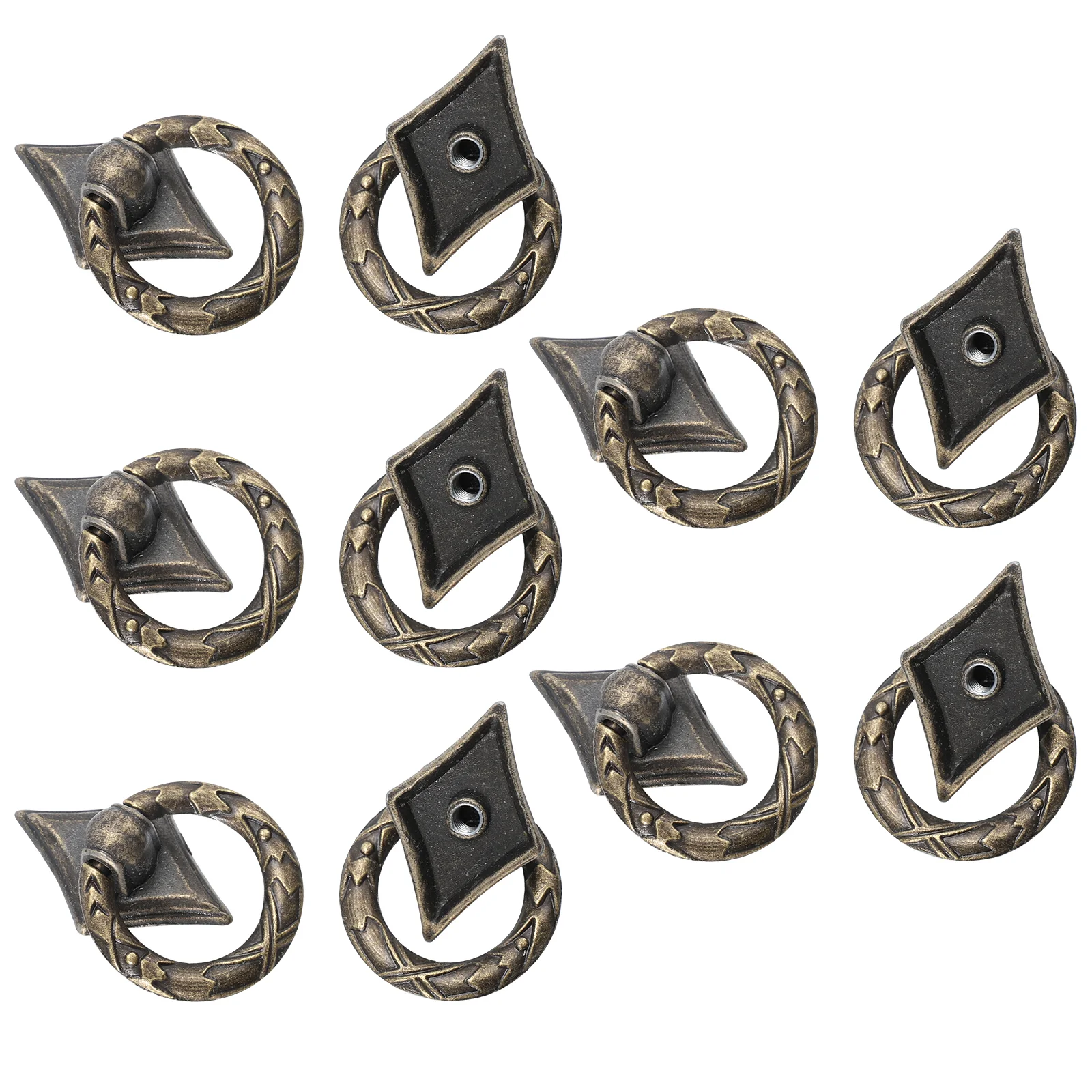 

10 Pcs Ring Handle Easy to Install Knobs Cabinet Furniture Pull Kitchen Drawer Zinc Alloy Door