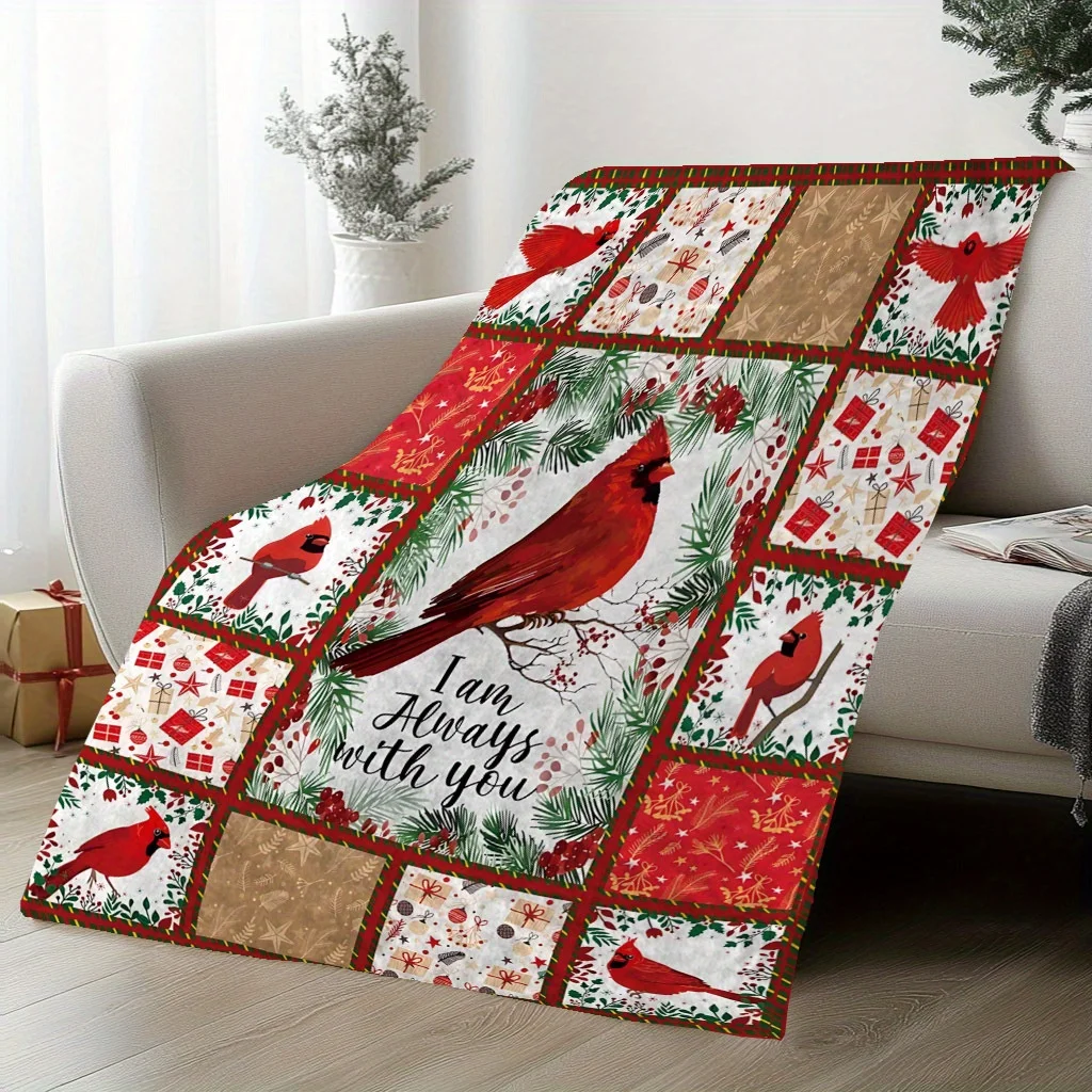 Soft Cardinals Blanket Warm Commemorative Gift for Naps Camping Travel Office Home Decor Cozy Holiday Present for All Ages
