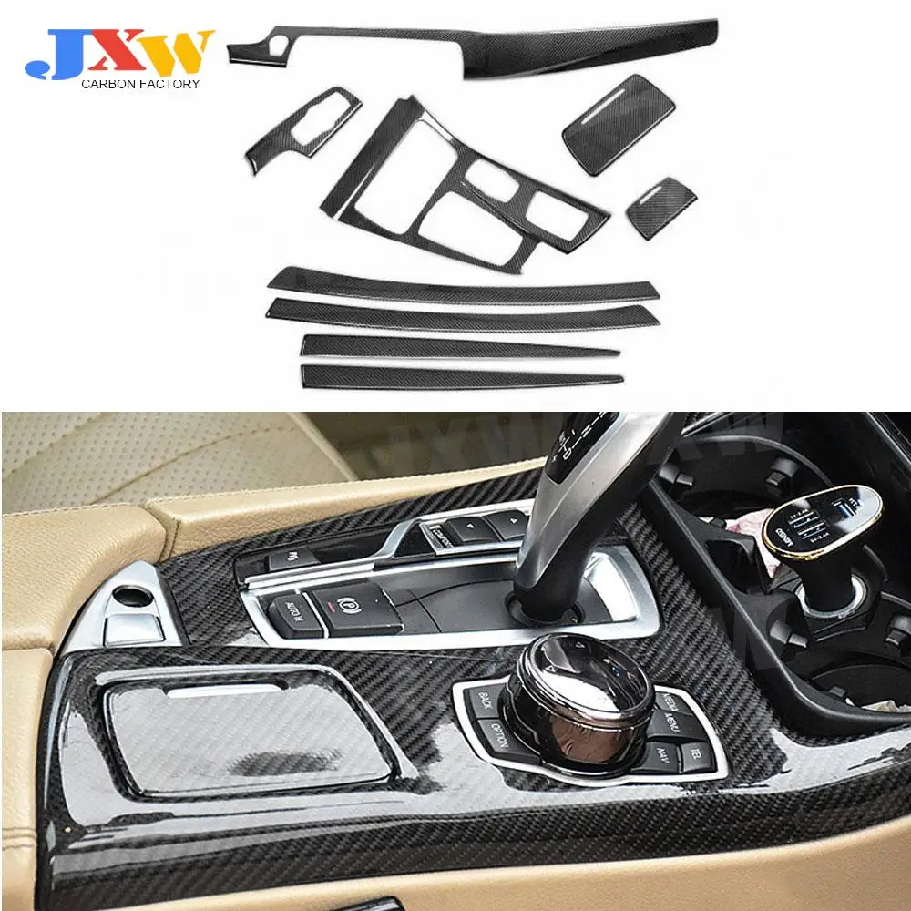 

Carbon Fiber Interior Dashboard Door Trim Covers Strips Decoration Switch Frame For BMW 5 Series F10 F11 2011-2017 LHD RHD