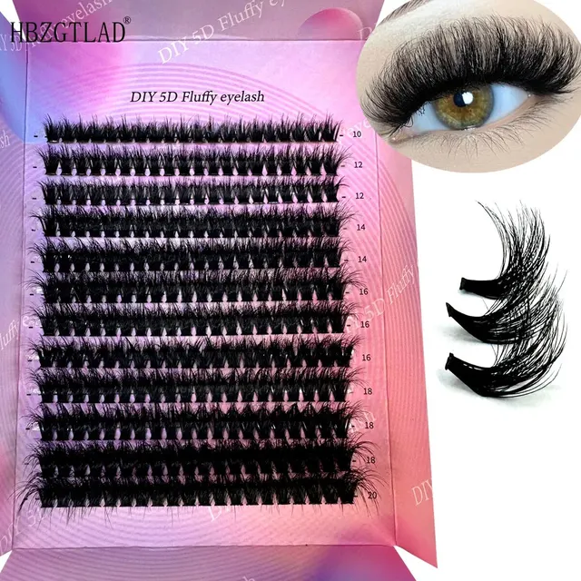 240Ps DIY 5D puszyste skupiska rzęs 100D grube skupiska rzęs CC Curl delikatne pojedyncze rzęsy 10-20mm klaster przedłużanie rzęs