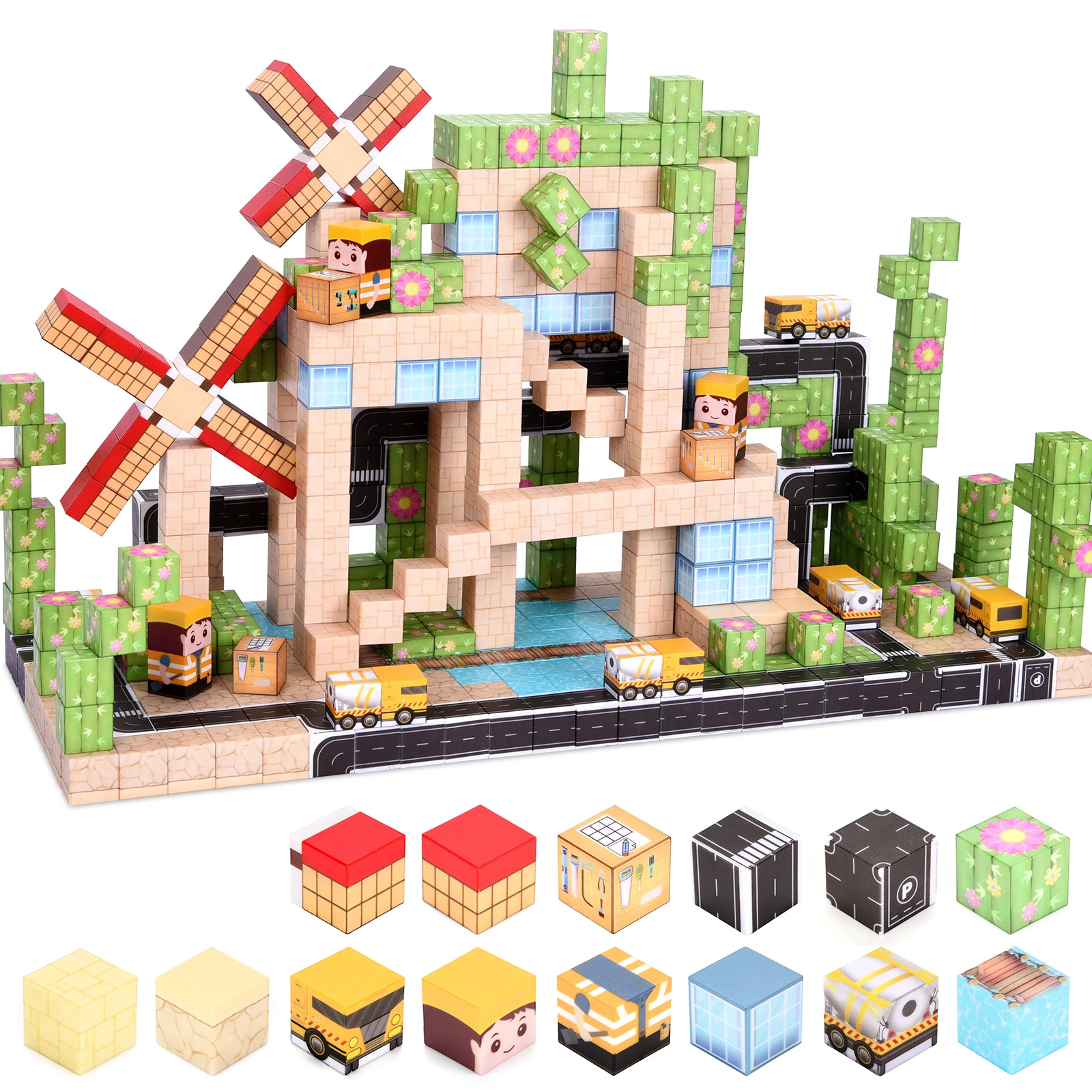 Blocos de construção magnéticos personalizados 100PCS 205. Cores vibrantes, construção gratuita, melhora as habilidades STEM e de jogo. Presente de feriado perfeito.