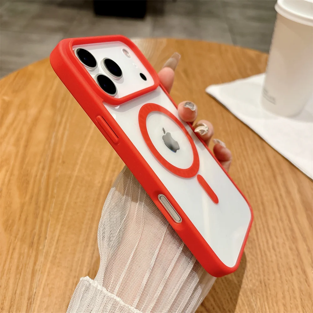 Shockproof for Magsafe Magnetic Phone Case for IPhone 13 12 Mini 17 Air 16E 16 15 14 11 Pro Max Plus Transparent Acrylic Cover - náhled 2