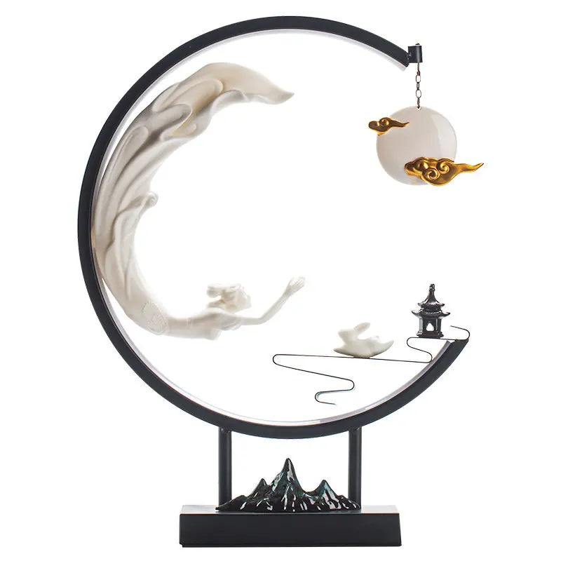 PYH Mid-Autumn Festival Decorative Ornament New Chinese  Zen Hotel Entrance  Chang'e Flying to the Moon Gifts