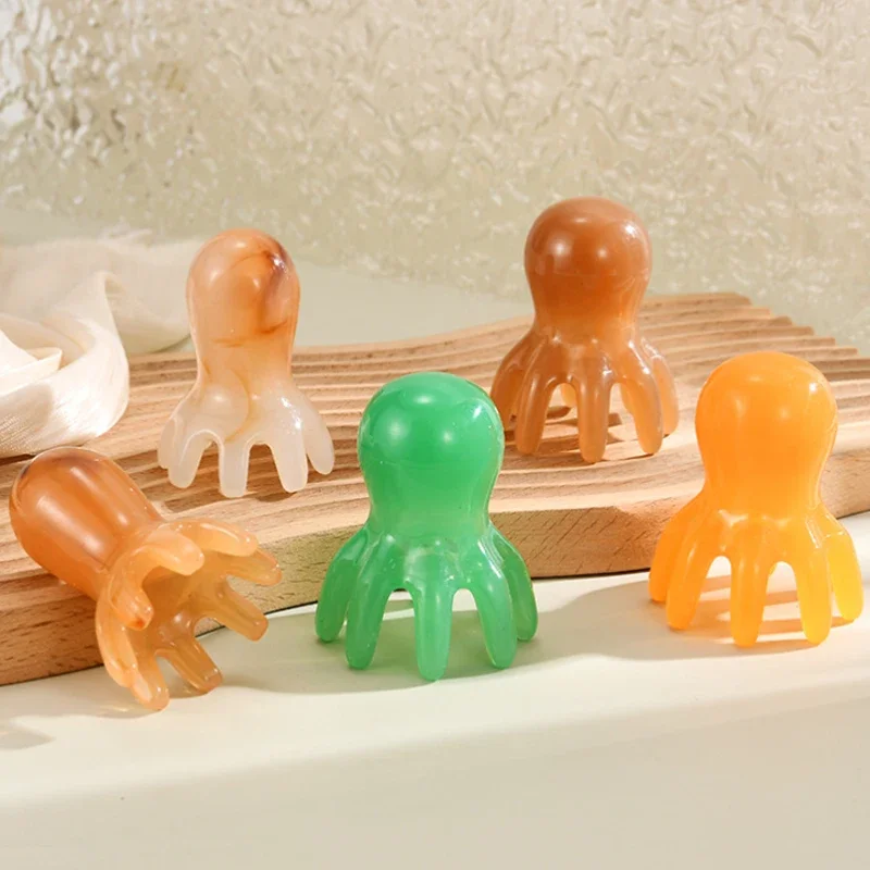 Resin Octopus Shaped Head Massage Combs Prong Head SPA Gua Sha Deep Massage Tools Fatigue Relief Meridian Acupoint Combs