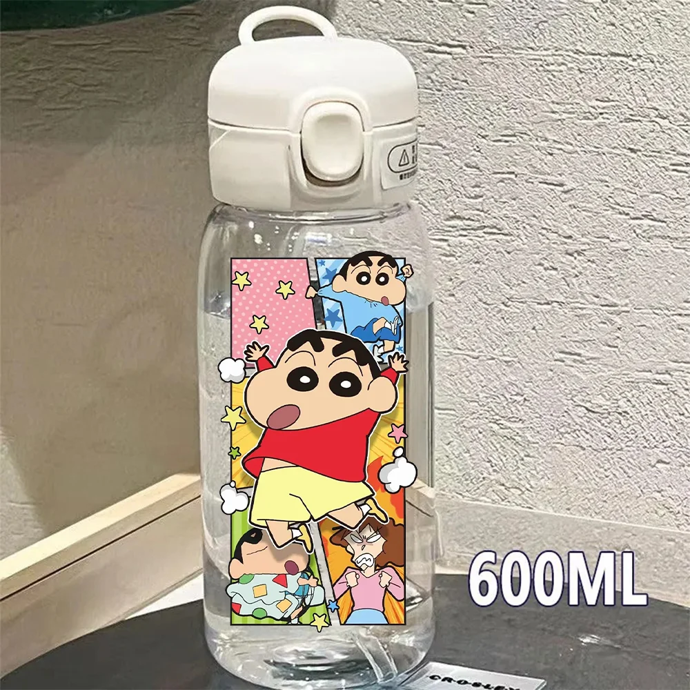 400-600ML Crayon Shin Chan Water Cup Stitch Large Capacity Portable Transparent PcLeak Proof Resistant Plastic Drinking Bottle