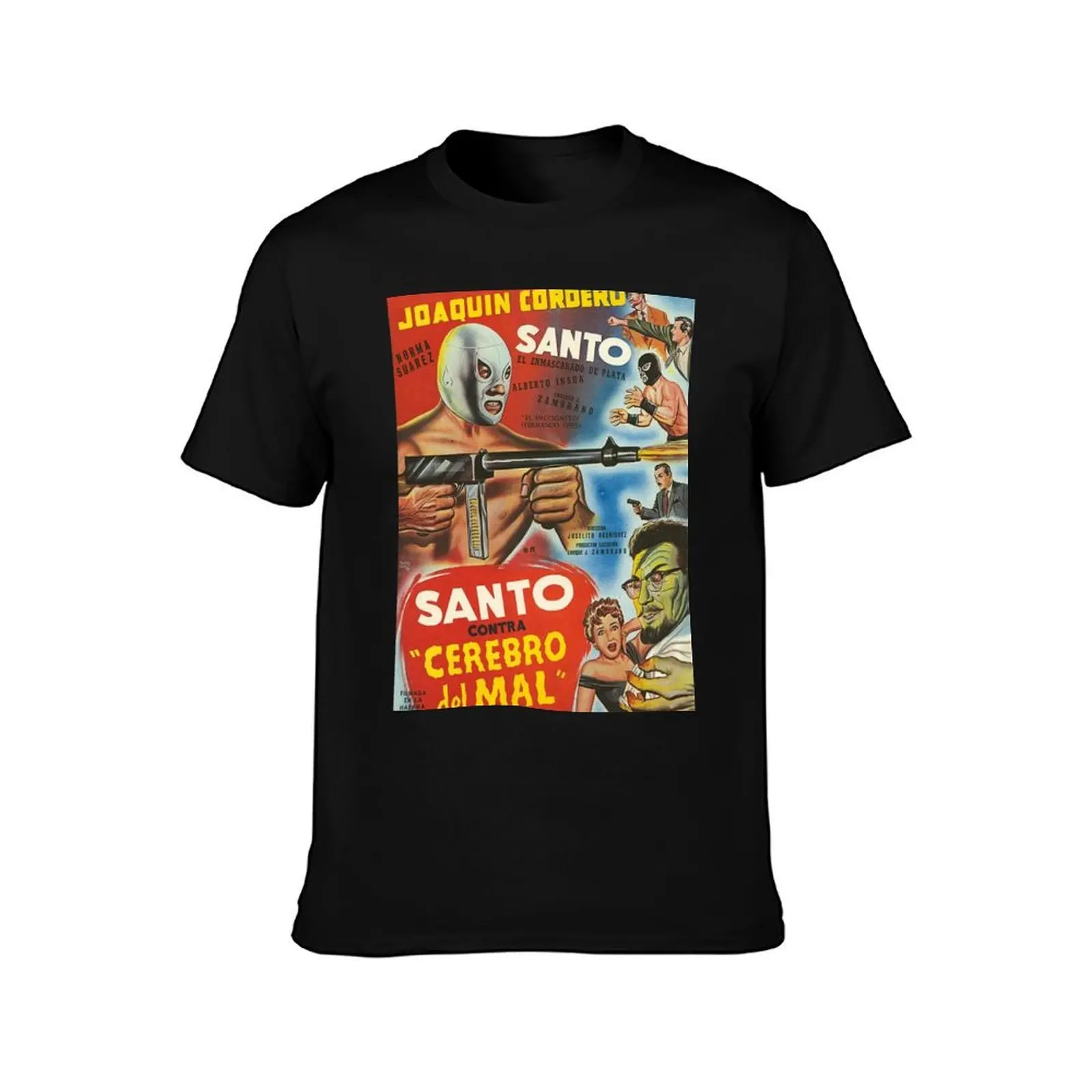 Santo Contra Cerebro Del Mal T-Shirt Large Size Casual Tee Shirt T-Shirt