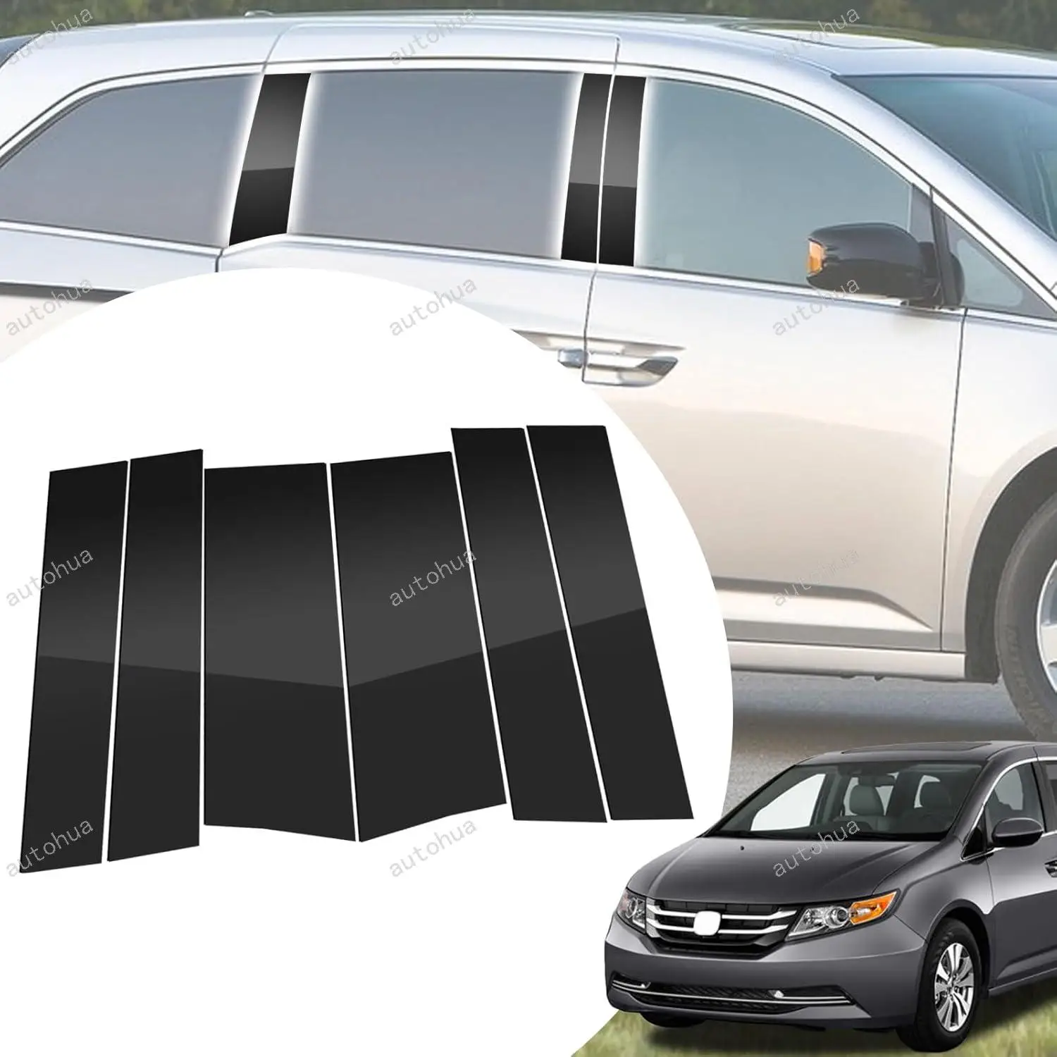 

Door Pillar Post Trim for Honda Odyssey 2011-2017 Side Door Pillar Anti Scratch Glossy PC Stickers Cover Moldings 6-pcs