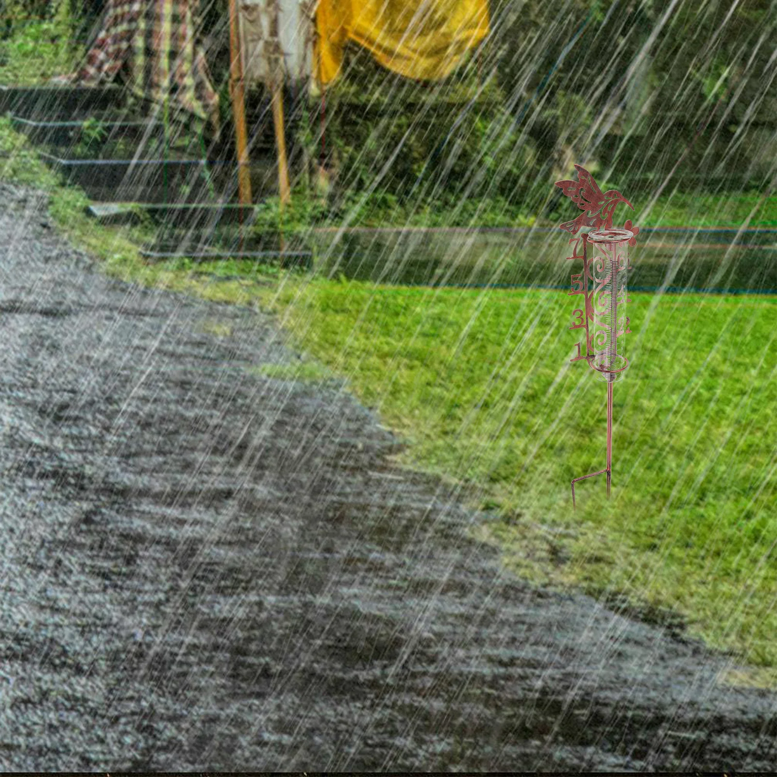 

Outdoor Rain Gauge Garden Decor Digital Tube 7 Inches Capacity Portable Lawn Rain Collector Stake Garden Decor