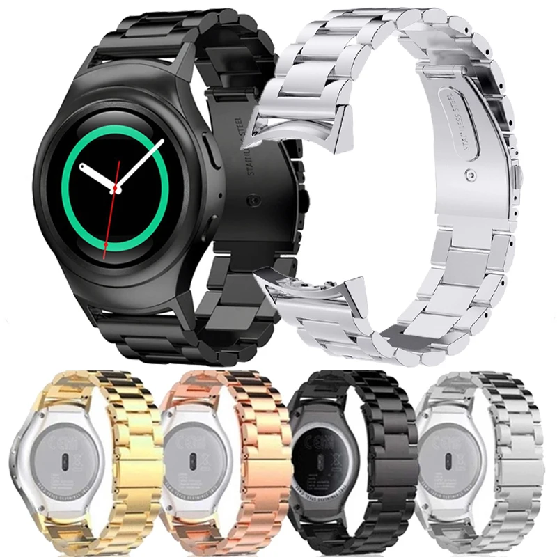 Stainless Steel Strap For Samsung Gear S2 RM-720 Metal Band With Connector Adaptor For Samsung Watch Gear S2 SM-R720 Accessories