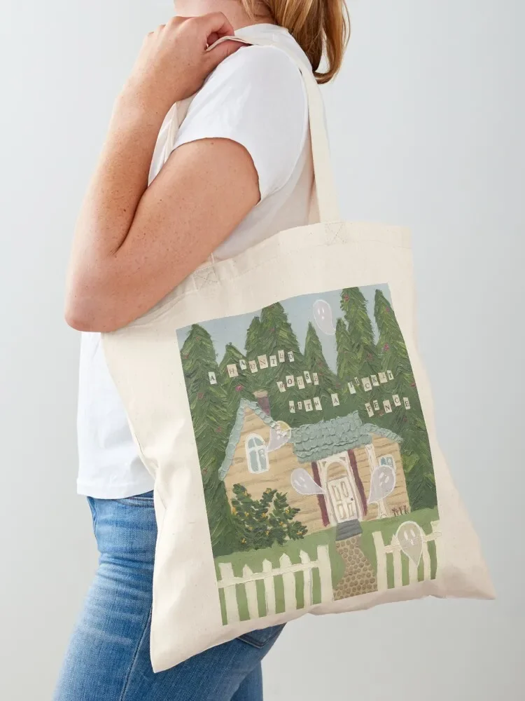 phoebe bridgers haunted house with a picket fence poster painting Tote Bag Fabric bag sac pour femme ecological bags Tote Bag