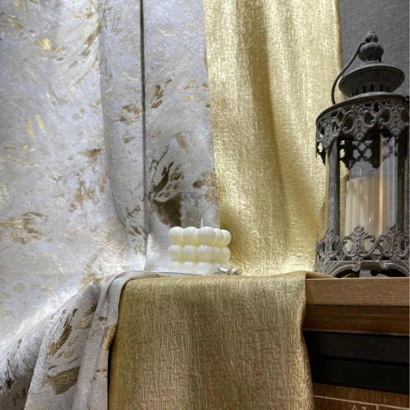 Cream Champagne Gold Luxury Curtains for Living Room Bedroom Dining Jacquard Precisio Blackout New Windows European White Tulle