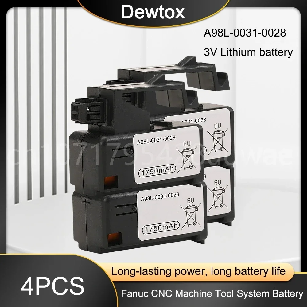 4PCS A98L-0031-0028 /A02B-0323-K102 3V 1750mAH for Fanuc CNC System A02B-0323-K102 3V 1750mAh Backup Battery