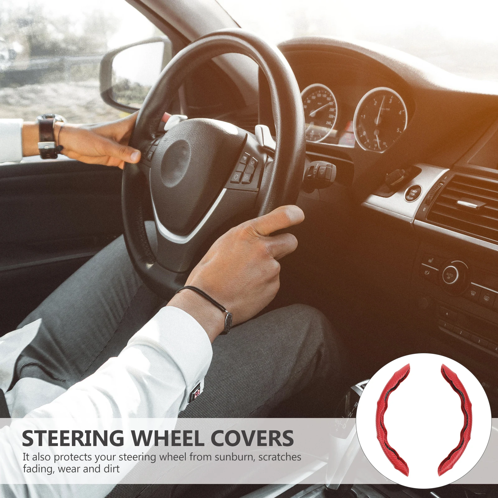 

Steering Car Booster Sleeve Sports Practical Protector Red Protective Cover Steering Wheel Decorative Sleeve Car Wheel Cover