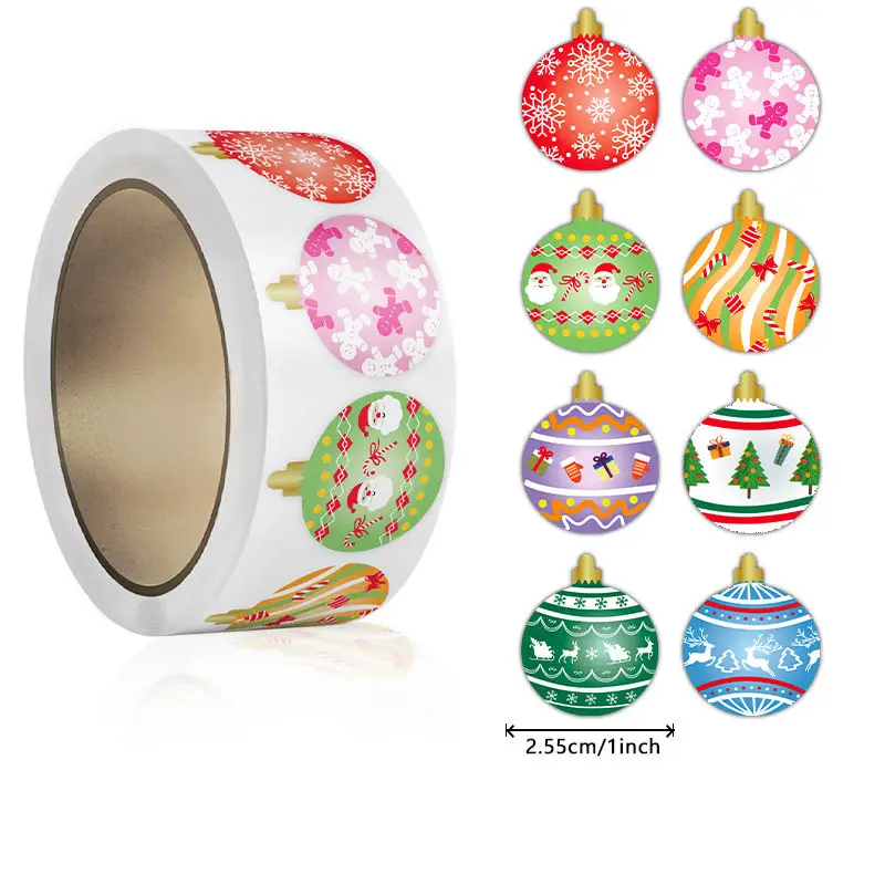 500pcs Merry Christmas Stickers 1 Inch Round Christmas Tags Stickers for Kids Gift Baking Package Envelope Stationery Decoration