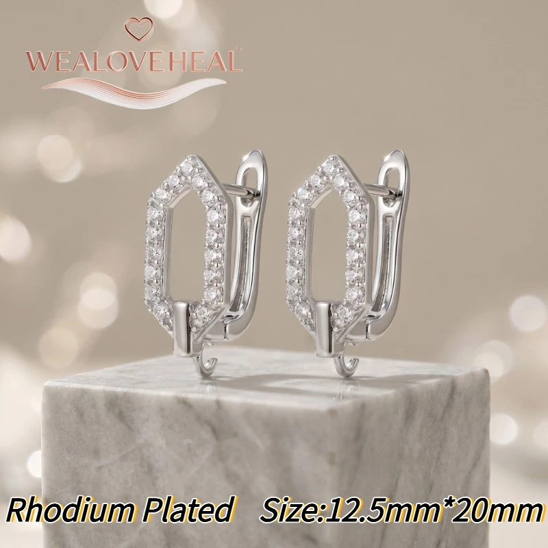 schmuckherstellung zubehör，Luxuriöse geometrische Pavé-CZ-Ohrringhaken, 18K vergoldete Messing-Kristall-Ohrringkomponenten für DIY-Schmuckherstellung – Detail 25