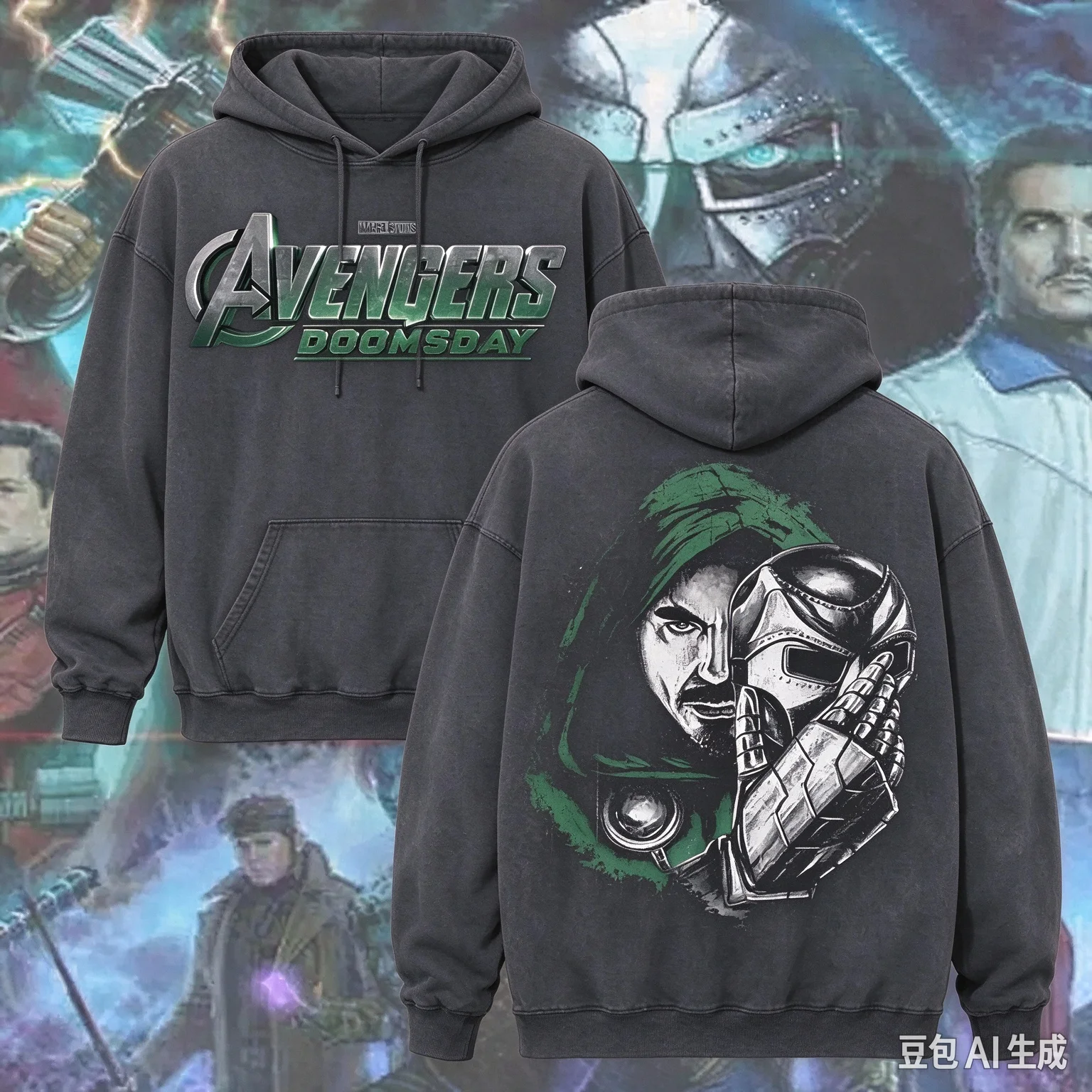 2026 Avengers Doomsday Doctor Doom Double Sided Print Hoodie Unisex Washed Vintage Oversized Hooded Sweatshirt Comic Fan 3