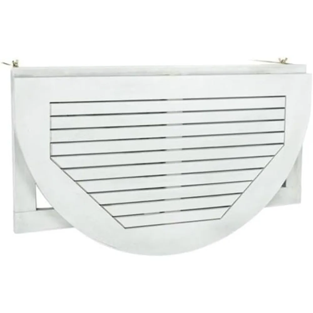 نصف طاولة معلقة في الهواء الطلق من خشب الساج الطبيعي، أثاث موفر للمساحة للفناء الصغير #5