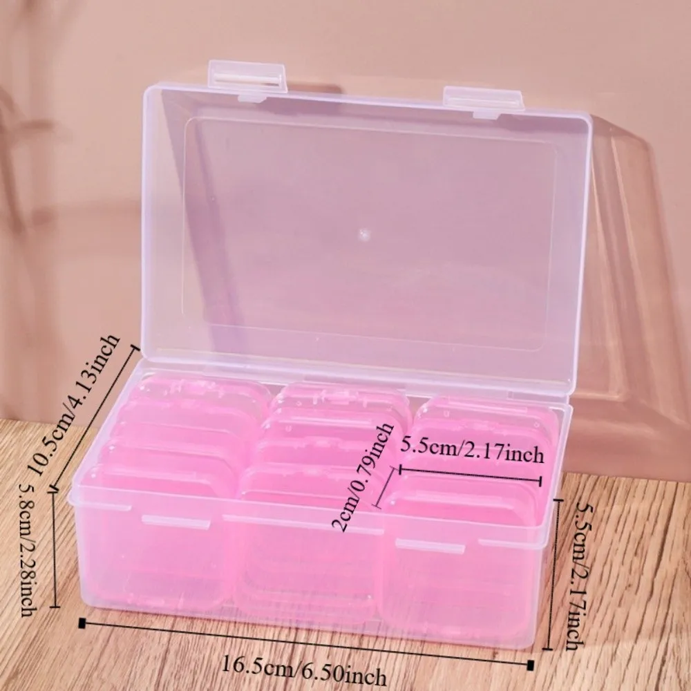 12 Grids Jewelry Beads Storage Case Multi-Functional Colorful Rhinestone Nail Design Organize Square Plastic