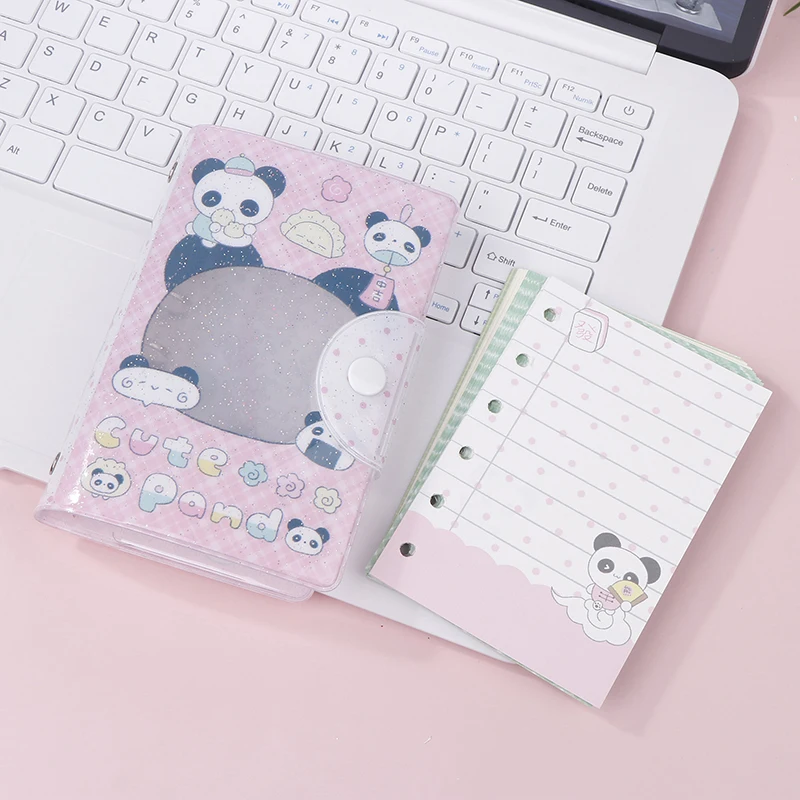 Cubierta de carpeta de color caramelo de Panda lindo A7 o 40 hojas, álbum postal, folleto de almacenamiento, papelería, diario, suministros de oficina