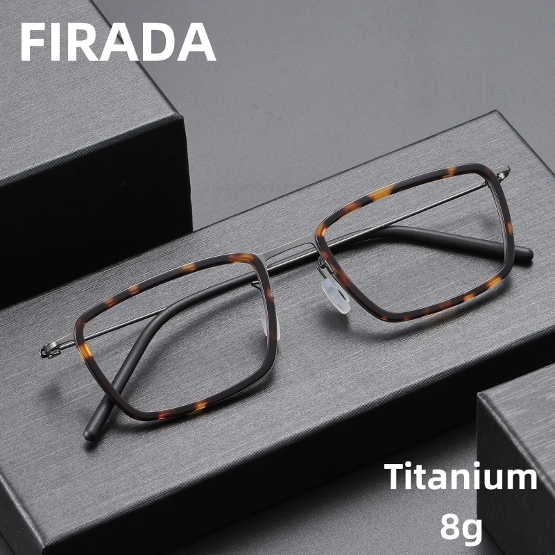 

FIRADA модные роскошные очки женские ретро квадратные очки из чистого титана ацетатного волокна оправа для очков по рецепту мужские L9853-C