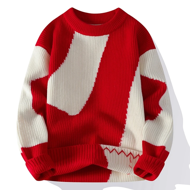 Men's High Quality Autumn Winter Long Sleeves Knit New Sweater Round Neck Jacquard Keep Warm Pullover Trend Leisure Fashion Tops