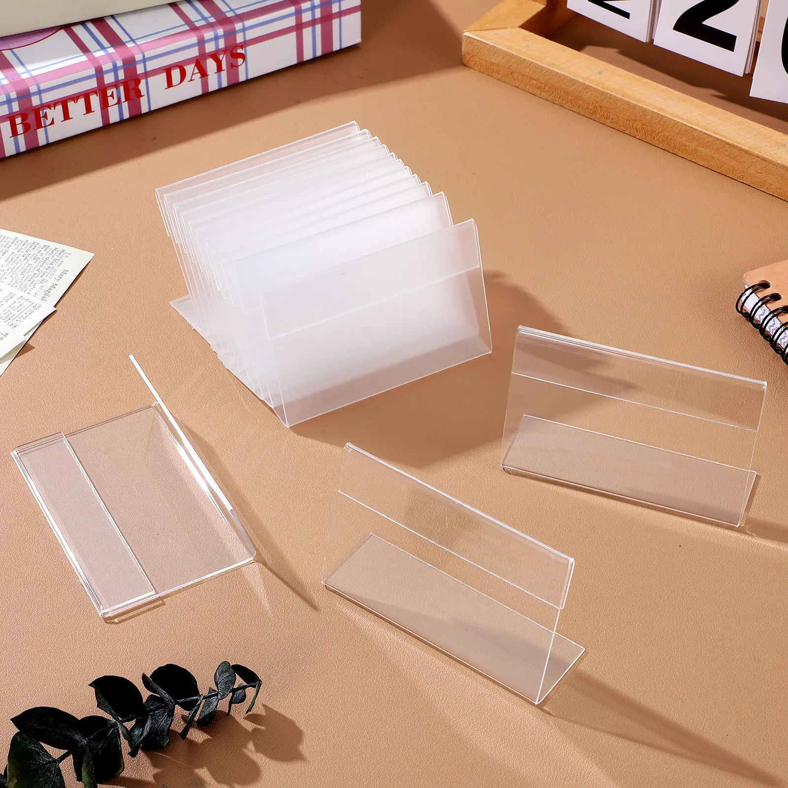 30Pcs Display Table Sign Holders Clear Acrylic Slanted Design for Restaurant Wedding Buffet Food Label Name Card