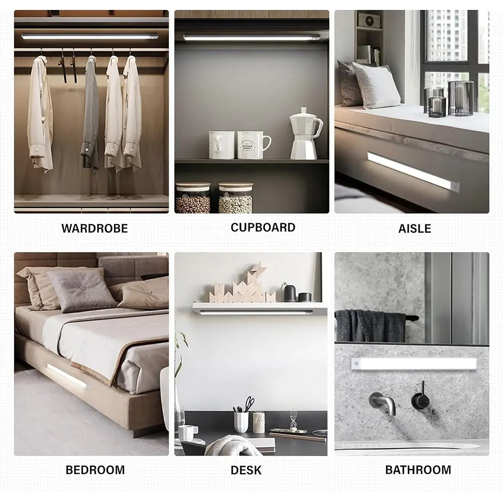Luce notturna 30cm Ultra sottile LED Light Cabinet Light Motion Sensor Wireless type-c per l'illuminazione dell'armadio della camera da letto della cucina