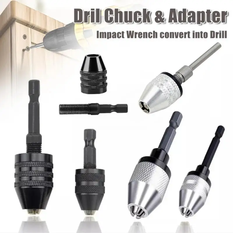 Drill Chuck Keyless Screwdriver Impact Driver Adaptor Electric Micro Motor Clamp Mini Fixture Chuck Hex Shank Drill Bits Adapter