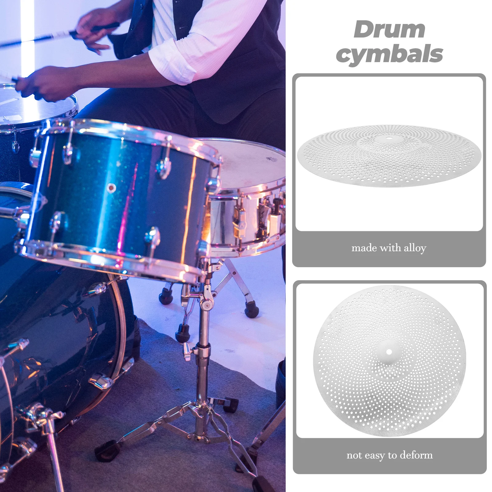 

Low Volume Cymbal Drum Accessories Crash Dampeners Quiet Cymbals Mute with Stand