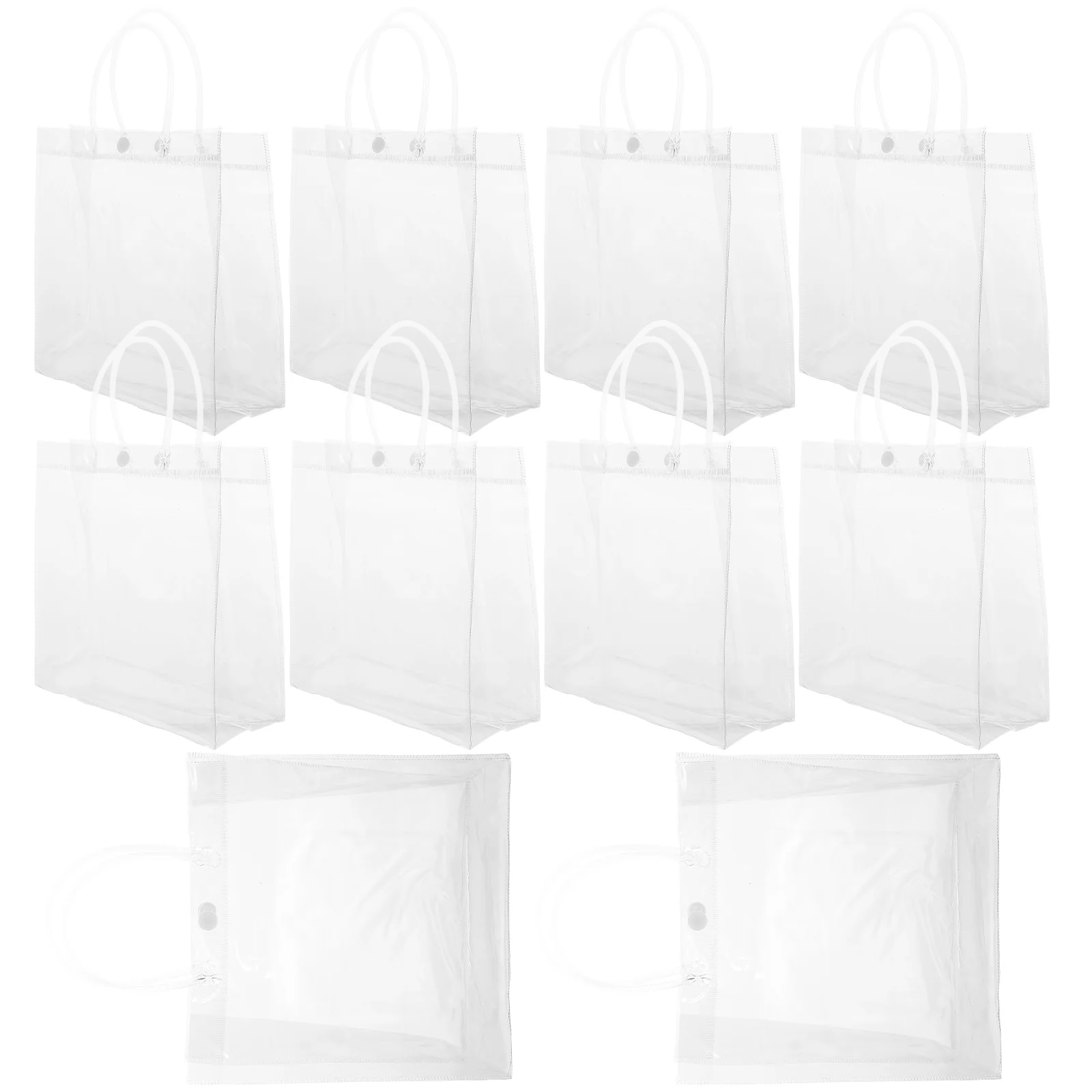 

10 Pcs Clear Gift Bags Transparent Handheld Plastic with Handles Christmas Reusable Mini Miss