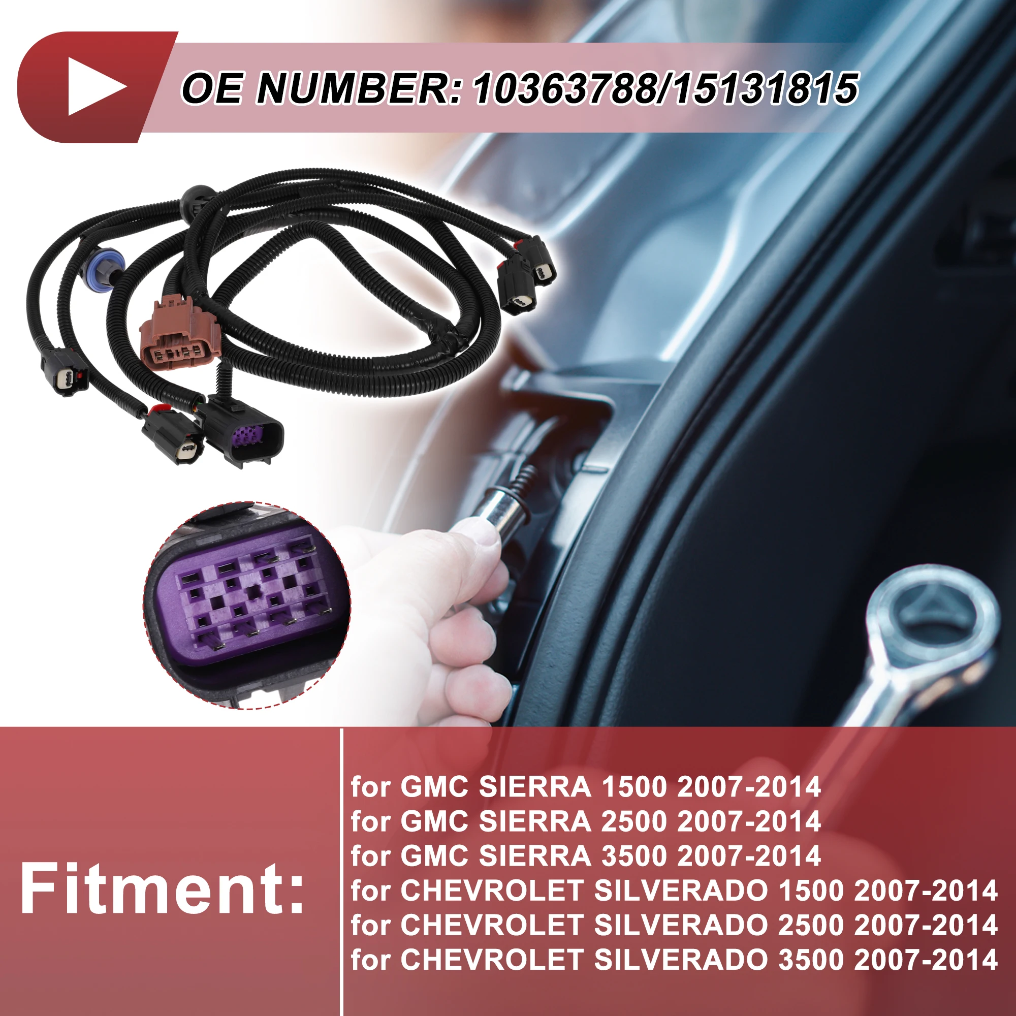UXCELL License Plate Light Socket Wiring for GMC SIERRA 1500 No.10363788 Lamp Bulb Pigtail Connector Harness