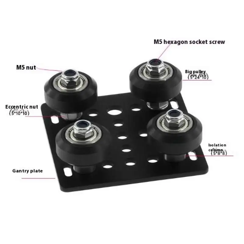 Openbuild V Gantry Plat Set Puleggia speciale per piastra scorrevole per profili in alluminio con scanalatura a V 2020 a quattro ruote per parti della stampante 3D