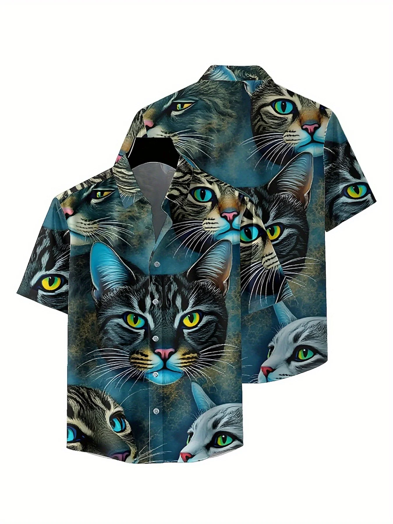 Men's Plus Size Hawaiian Shirts Multidimensional Universe Pattern, Summer Casual Tops, Suitable for Outdoor Party, Streetwear