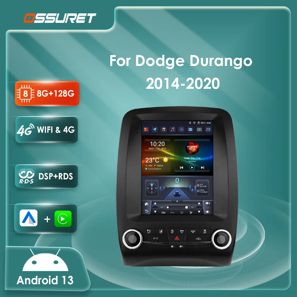 9,7 "Carplay Android 13 Auto radio de coche para Dodge Durango 2014-2020 reproductor multimedia GPS navi estéreo sistema inteligente de Audio para coche