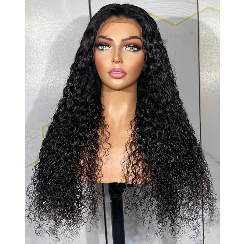 

Soft Preplucked Glueless 180Density 26inch Long Kinky Curly Black Lace Front Wig For African Women Babyhair Heat Resistant Daily