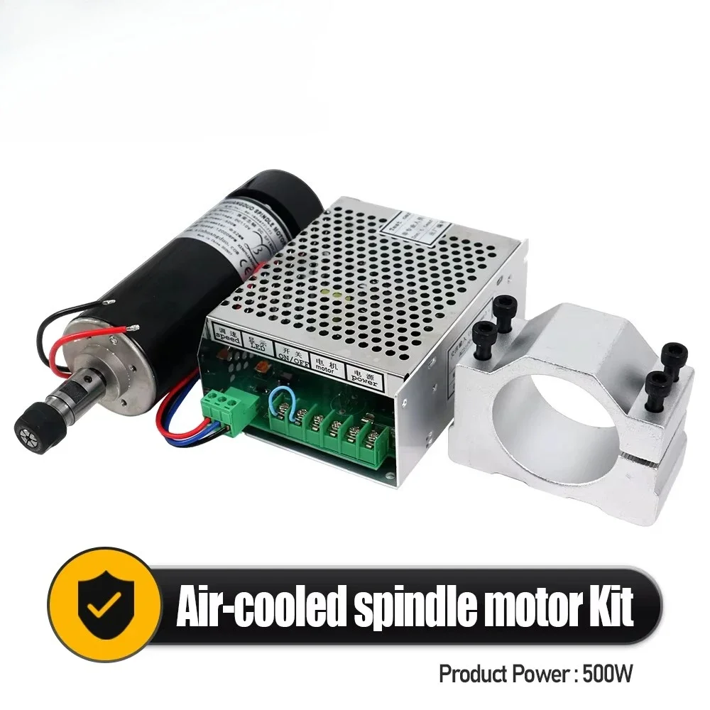 Brushless Spindle Motor 500W 12000RPM DC110V Variable Speed Mach3 Power Supply Controller 52mm Clamp Bracket CNC Milling Kit